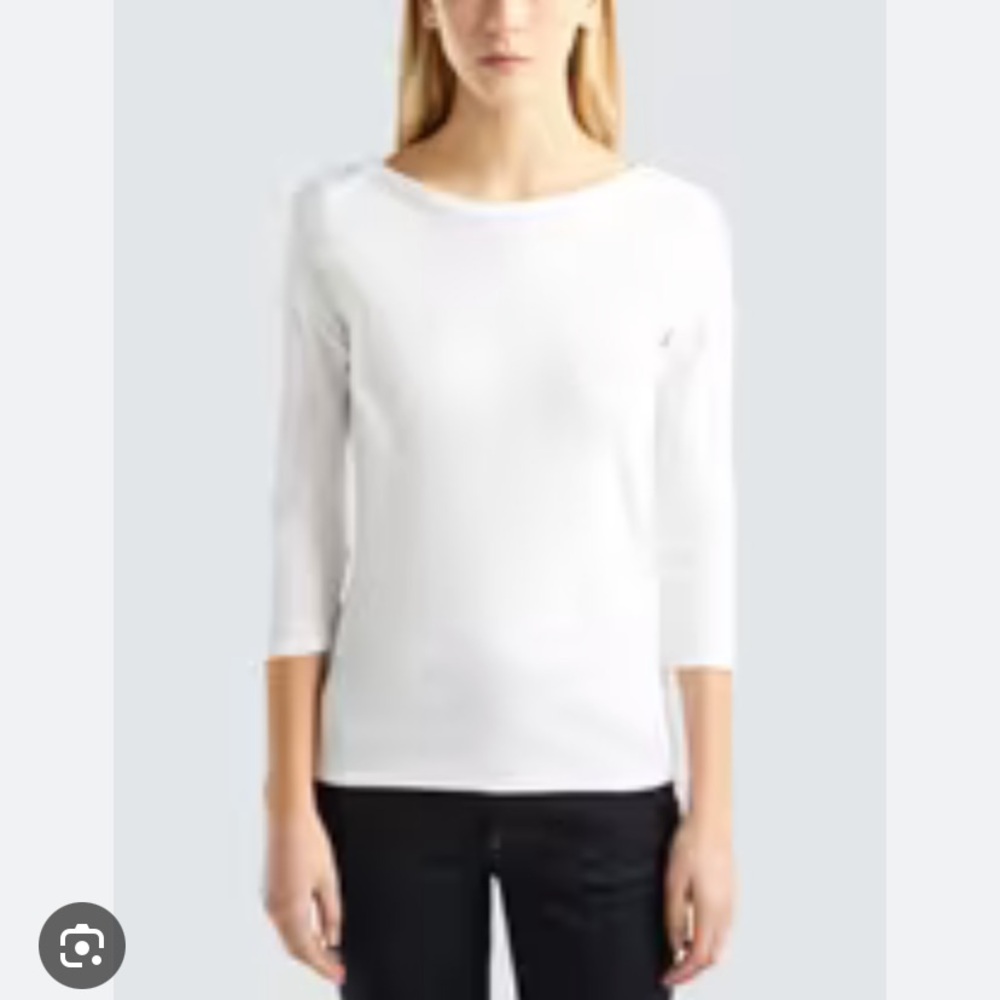 NWOT Max Mara Ivory Ribbed Boat Neck top
